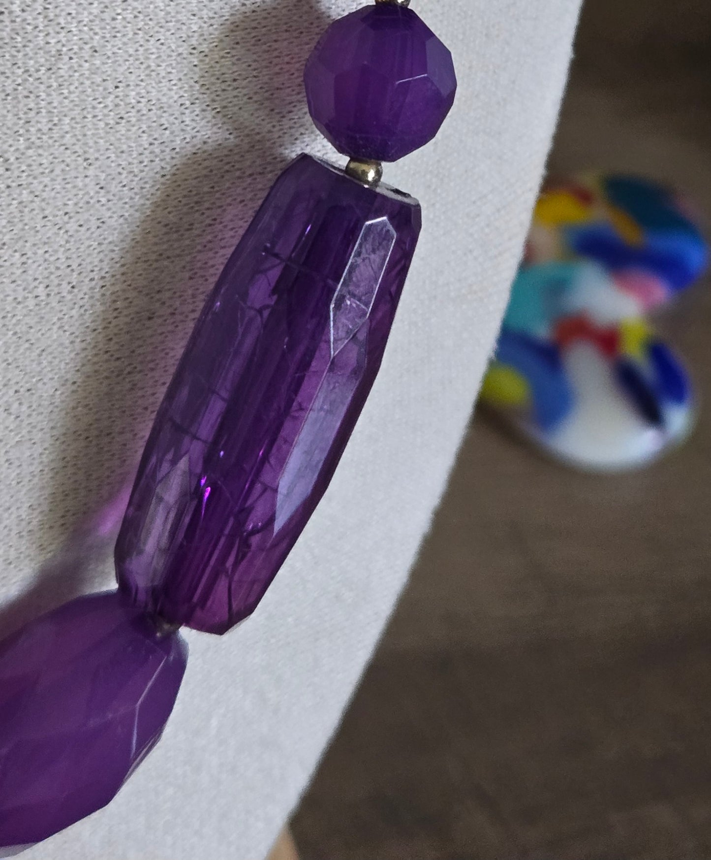 Chunky purple beaded statement necklace