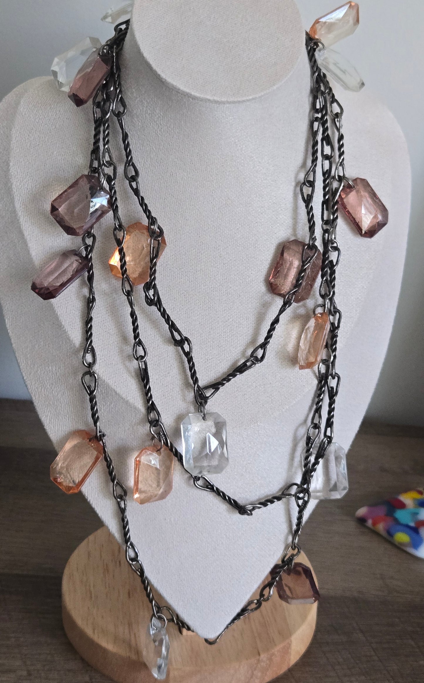 Lucite Charms Gunmetal chain Necklace