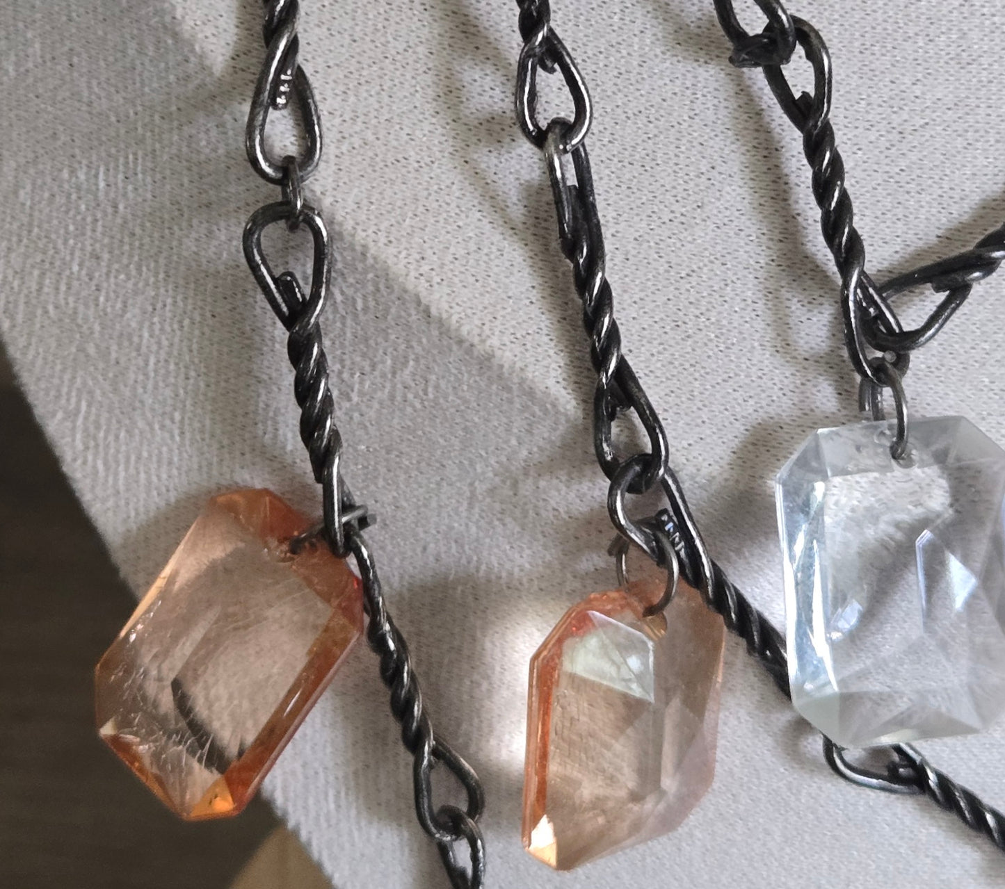 Lucite Charms Gunmetal chain Necklace