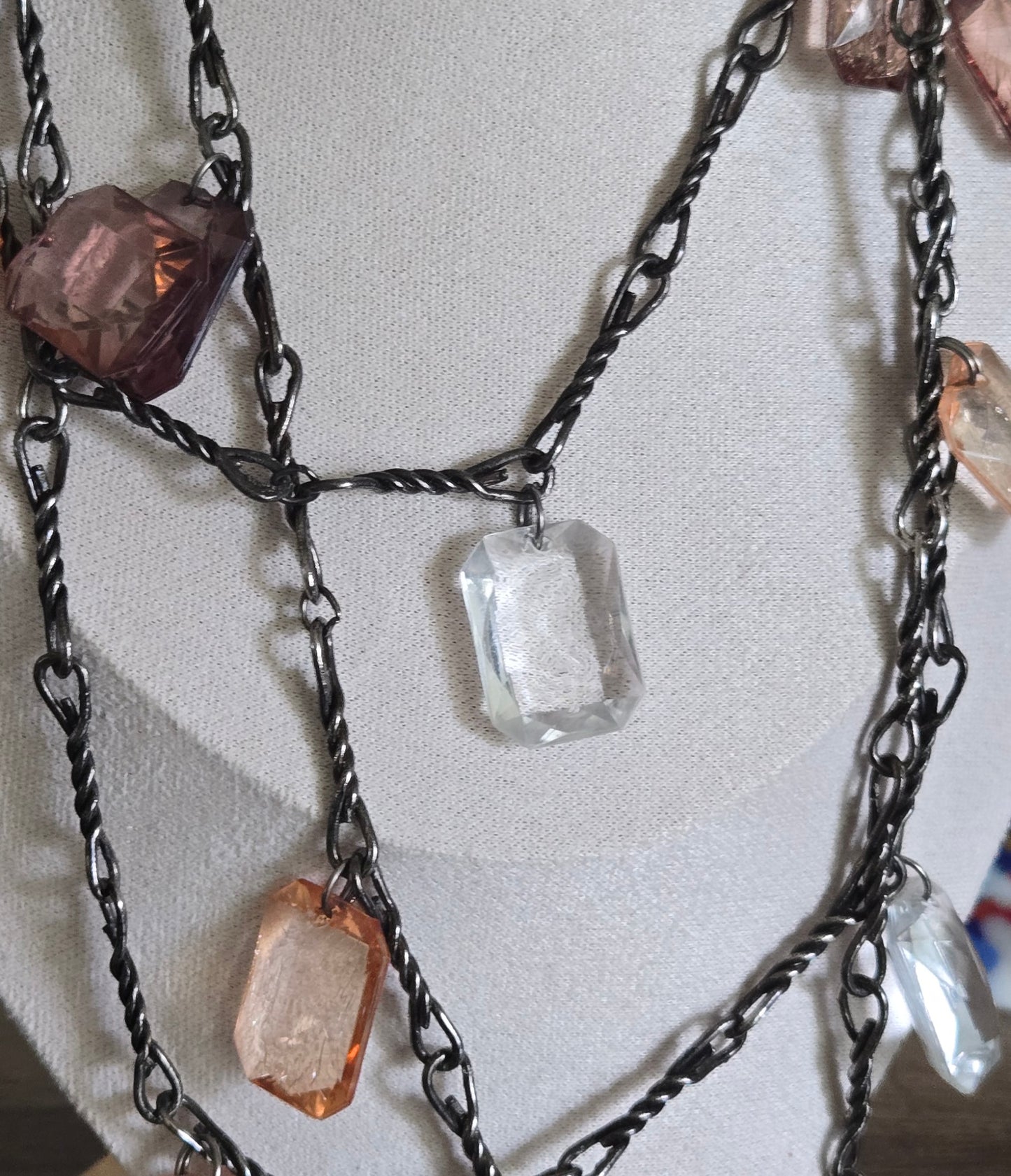 Lucite Charms Gunmetal chain Necklace
