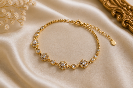 Vintage Floral Crystal Bracelet