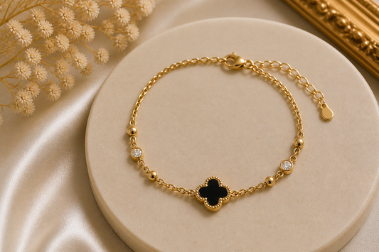 Vintage Black Clover Charm Bracelet