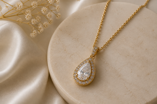 Classic Teardrop Crystal Pendant Necklace